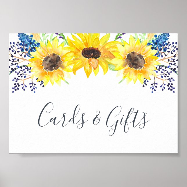 Blumenfelder Hochzeitskarten und Geschenkzeichen Poster (Vorne)
