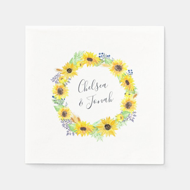 Blumenfelder Personalisiert Hochzeit Serviette (Vorderseite)