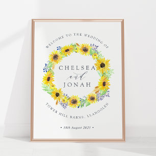 Blumenfelder   Sonnenblumenkraut Hochzeit Begrüßun Poster