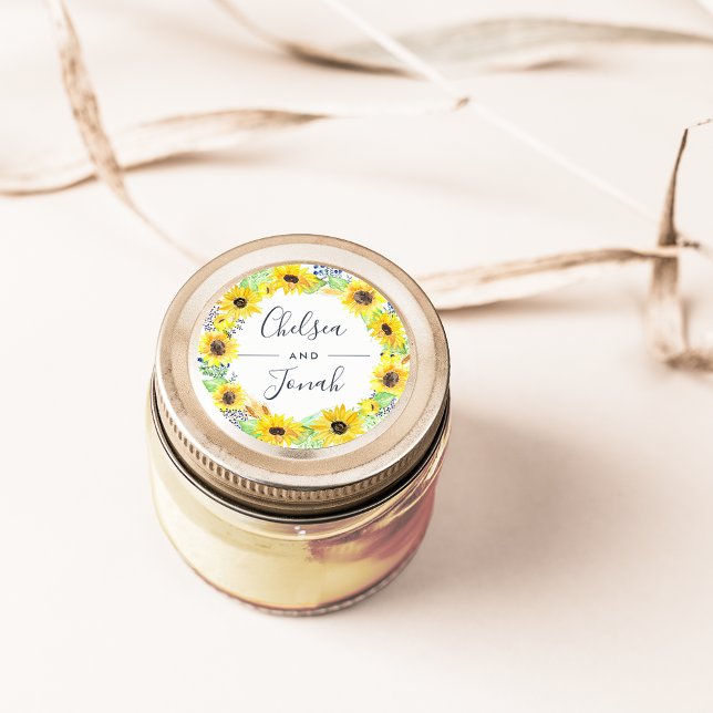 Blumenfeldern Wreath Wedding Runder Aufkleber (Von Creator hochgeladen)