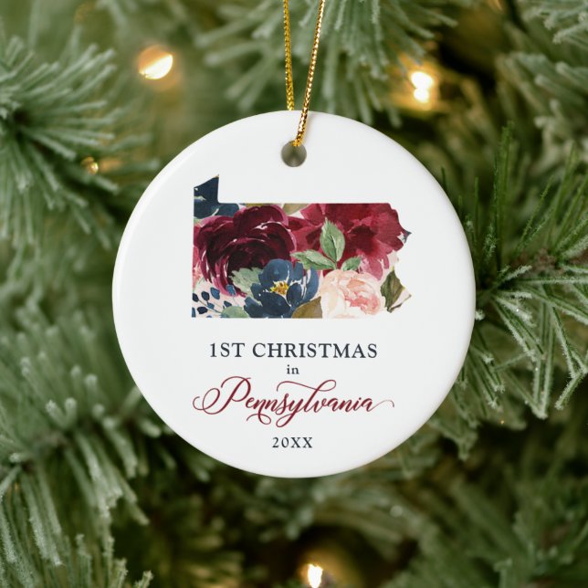 Blumenfest 1. Weihnachten in Pennsylvania Personal Keramik Ornament (Baum)