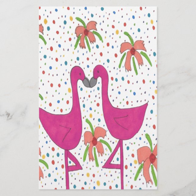 Blumenflamingo-Fiesta Briefpapier (Vorderseite)