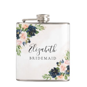 Blumenflasche mit rosafarbenem Brautparty Flachmann