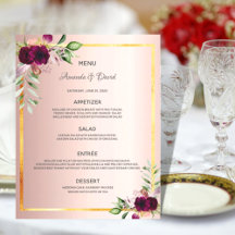 Blumenfloralen der Hochzeitskarte Bordeaux Rose Go