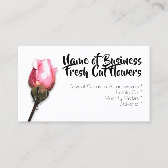 Blumenflorist der rosa Rosen-Single Chic-Blume Visitenkarte (Vorderseite)
