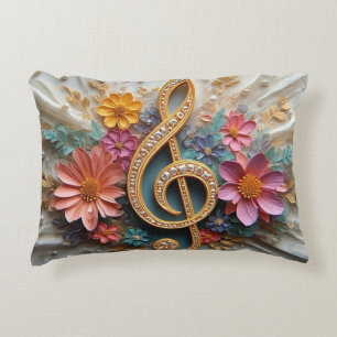 Blumenförmiger Violinschlüssel Dekokissen
