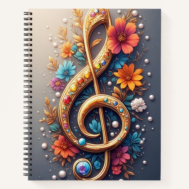 Blumenförmiger Violinschlüssel  Notizbuch (Vorderseite)