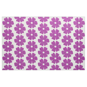 Blumenförmiges Karo Rosa Lila Stoff