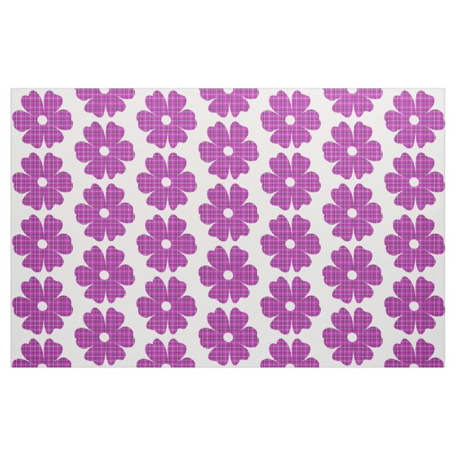 Blumenförmiges Karo Rosa Lila Stoff (Fat Quarter (45,7 x 55,9 cm))