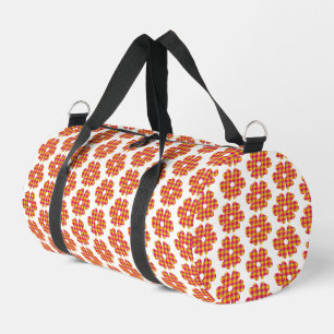 Blumenförmiges Karomuster in Gelb, Orange und Pink Duffle Bag