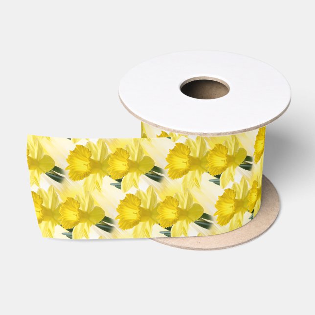 Blumenfotografie Gelbe Nadelbaummuster Satinband (Spule)