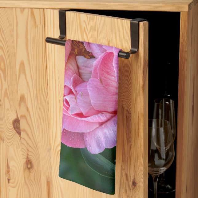 Blumenfotografie, Pink Peony Blume Geschirrtuch (Drittel gefaltet)