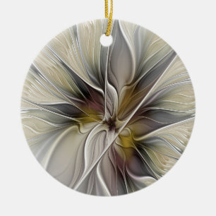 Blumenfraktal, Fantasieblume mit Erdtönen Keramik Ornament