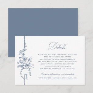 Blumenfranzösisch Vintag Blue Elegante Hochzeiten  Einladung