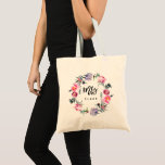 Blumenfrau des wreath-| mit personalisiertem Namen Tragetasche<br><div class="desc">Das perfekte Geschenk für die zukünftige Frau.</div>