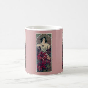 Blumenfrauen-Damenfrau des mucha Kunst-Dekos rote Kaffeetasse