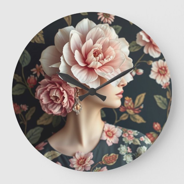 Blumenfrauen Kunst, Dichtung und Musik Große Wanduhr (Vorderseite)
