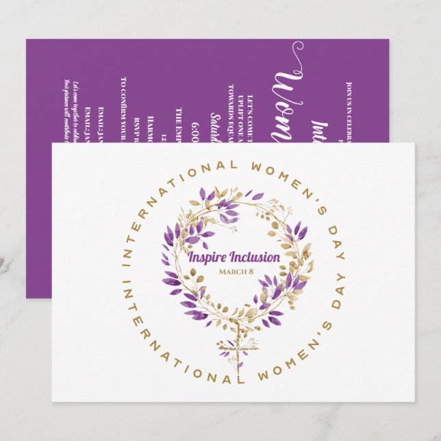 Blumenfrauensignatur März zum Frauentag 20 Einladung (Vorne/Hinten)