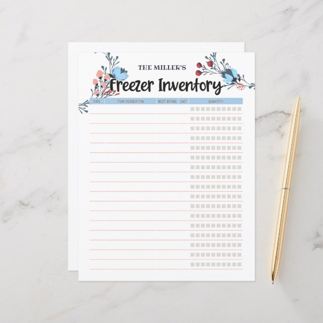 Blumenfreezer Inventory Blue (Vorderseite/Rückseite Beispiel)