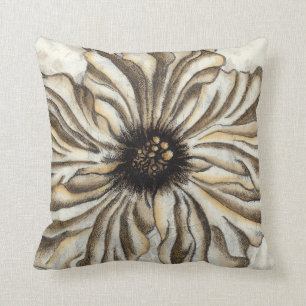 Blumenfresco auf Tan Hintergrund Kissen