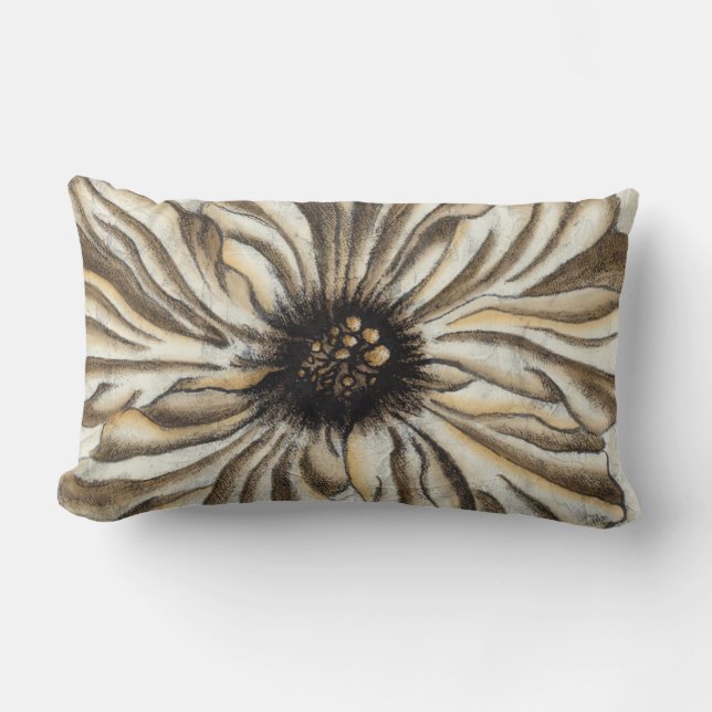 Blumenfresco auf Tan Hintergrund Lendenkissen (Vorderseite)