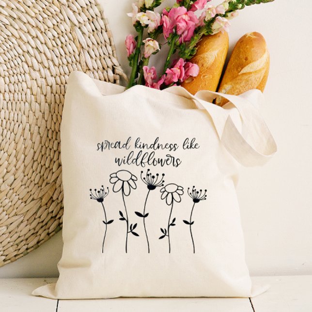 Blumenfreude Tragetasche (Spread kindness like wildflowers! A pretty tote bag with a positive message.)