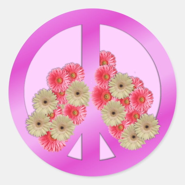 Blumenfrieden Runder Aufkleber (Vorderseite)