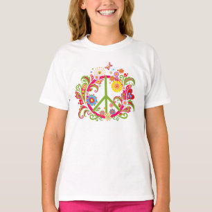 Blumenfriedenszeichen, Blume, Schmetterling T-Shirt