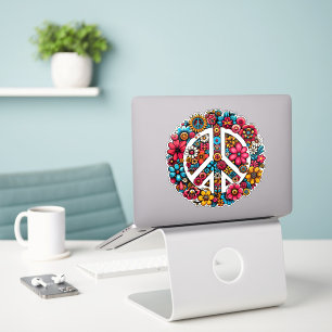 Blumenfriedzeichen Symbol für Farbbilderkunst Aufkleber