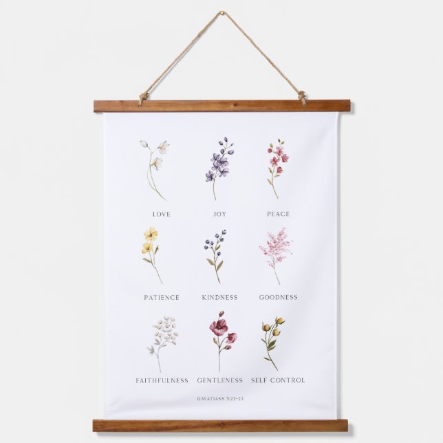 Blumenfrucht des Geistes Galatians 5 Poster Hang Wandteppich Mit Holzrahmen (Vorderseite)