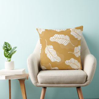 Blumenfrühling | Goldene und weiße Blätter Kissen