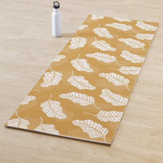 Blumenfrühling | Goldene und weiße Blätter Yogamatte