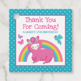 Blumenfrühling Rosa Lama & Rainbow Birthday Geschenkanhänger