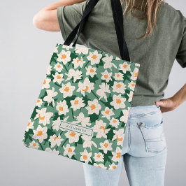 Blumenfrühlingsduft | Mit Monogramm grün Tasche