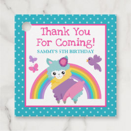 Blumenfrühlingstrauß Llama & Rainbow Birthday Geschenkanhänger