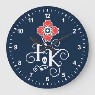 Blumengabe Frida Kahlos   Große Wanduhr