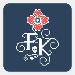 Blumengabe Frida Kahlos   Quadratischer Aufkleber