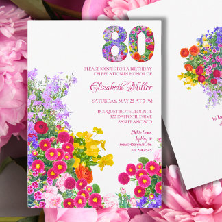 Blumengarten 80. Geburtstag - Elegantes Garden Par Einladung
