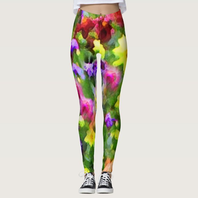 Blumengarten Abstrakte Blumenmuster Leggings (Vorderseite)