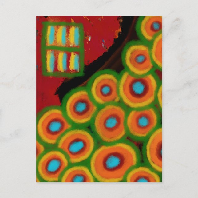 Blumengarten, Abstrakte digitale Malerei Postkarte (Vorderseite)