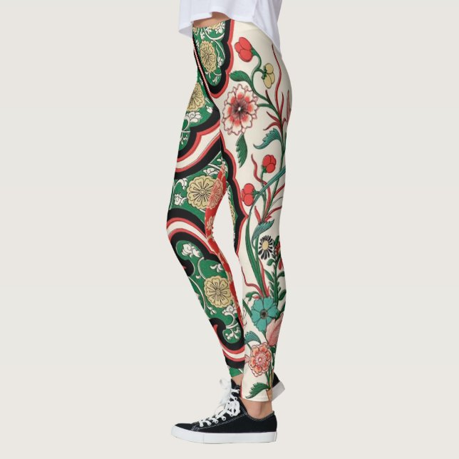 Blumengarten Abstraktes Vintages Chinesisch Leggings (Links)