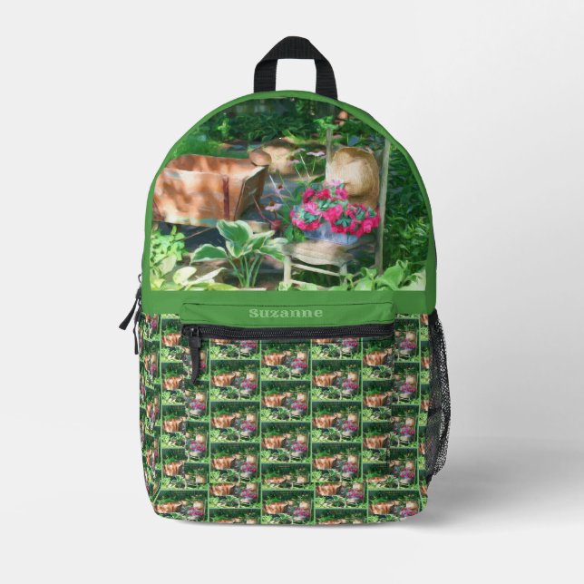 Blumengarten Antiker Stuhl Personalisiert Bedruckter Rucksack (Vorderseite)