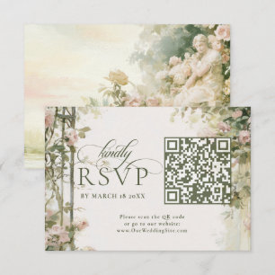 Blumengarten-Antwortkarte im Regency-Stil mit QR-C RSVP Karte