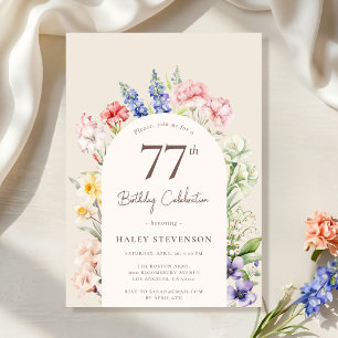 Blumengarten Arch Whimsical Beige 77. Geburtstag Einladung
