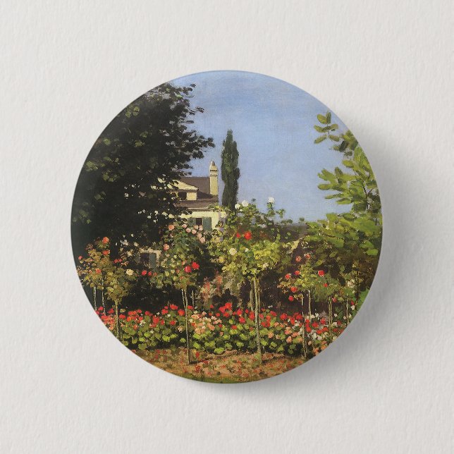 Blumengarten auf Sainte-Adresse von Claude Monet Button (Vorderseite)