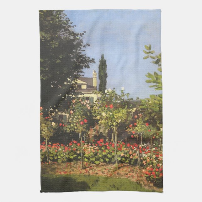 Blumengarten auf Sainte-Adresse von Claude Monet Geschirrtuch (Vertikal)