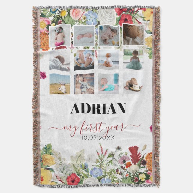 Blumengarten Baby First Year Foto Collage Decke (Vorderseite Vertikal)