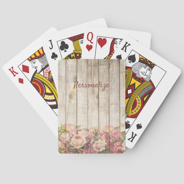 Blumengarten bei Holzzaun personalisieren Spielkarten (Rückseite)