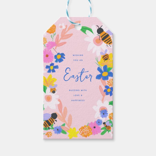 Blumengarten Bienen Ostern Geschenkanhänger (Vorderseite)
