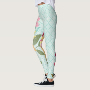 Blumengarten, blauer Hintergrund Leggings